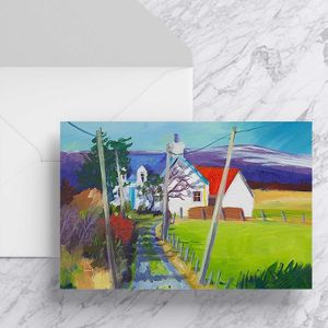 Sunny track in the park Greeting Card from an original painting by artist Ann Vastano