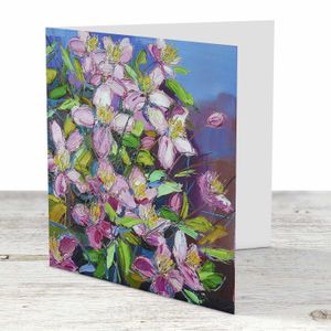 Bright Clematis Greeting Card from an original painting by artist Judith I Bridgland