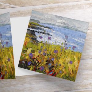 Wildflowers, Antrim Coast Greeting Card from an original painting by artist Judith I Bridgland