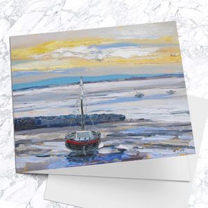 Tide Out, Morecambe Bay Greeting Card from an original painting by artist Judith I Bridgland