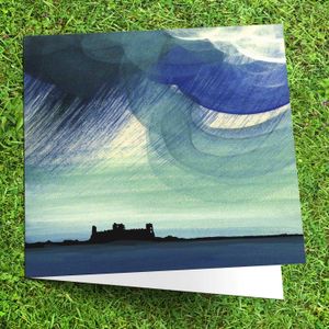 Rain Storm over Tantallon Castle Greeting Card from an original painting by artist Esther Cohen