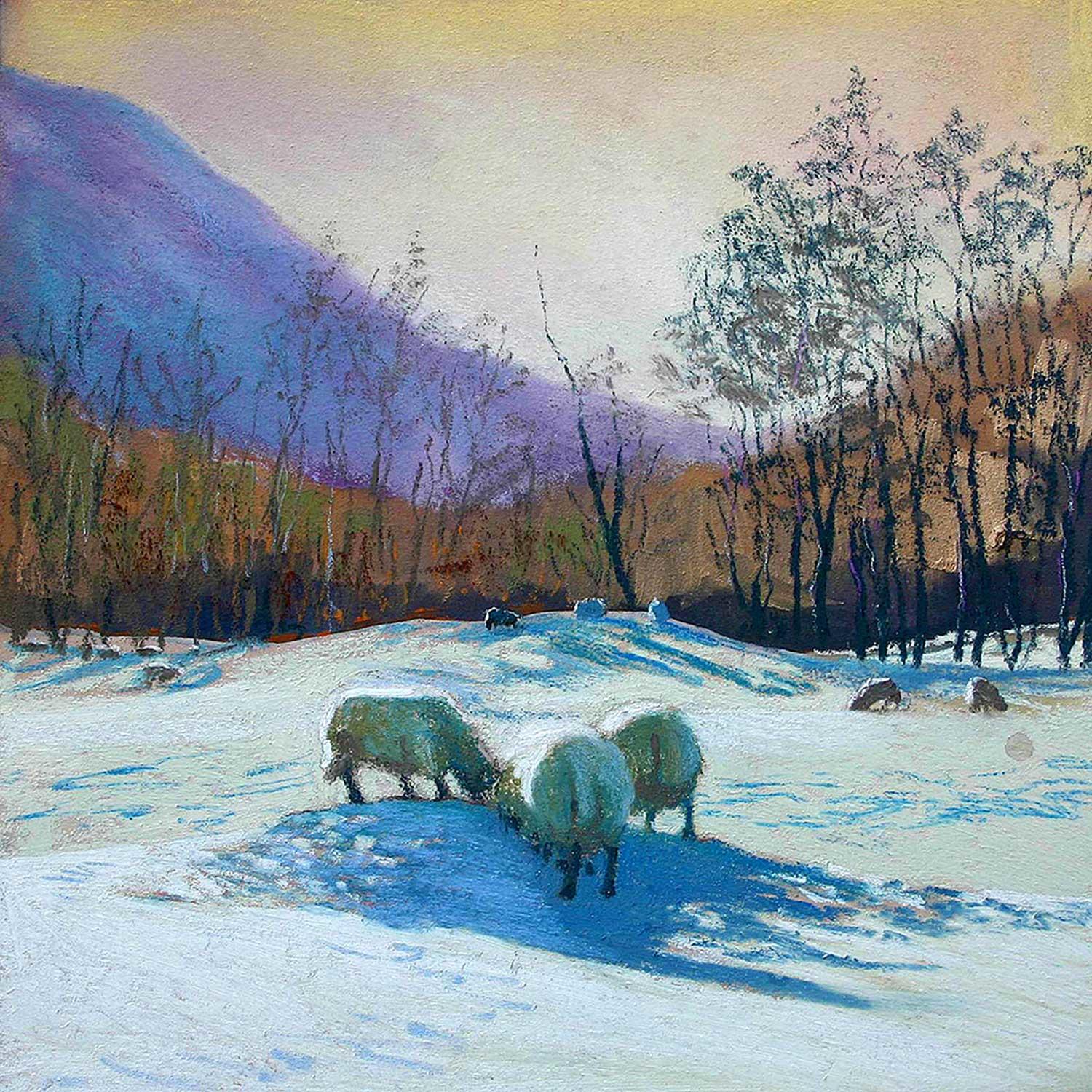 Winter, Feeding Sheep by Margaret Evans