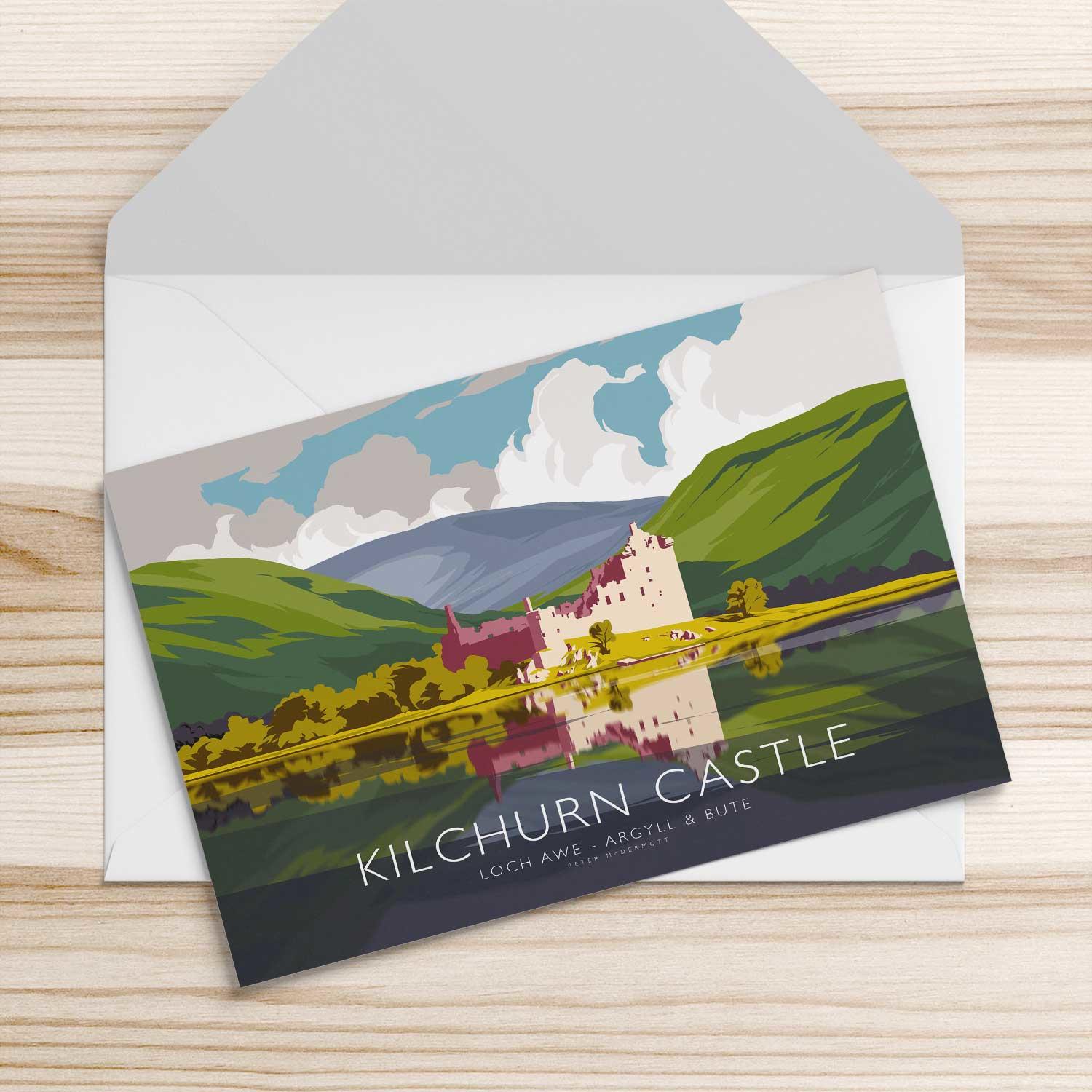 Kilchurn Castle  Greeting Card from an original painting by artist Peter McDermott