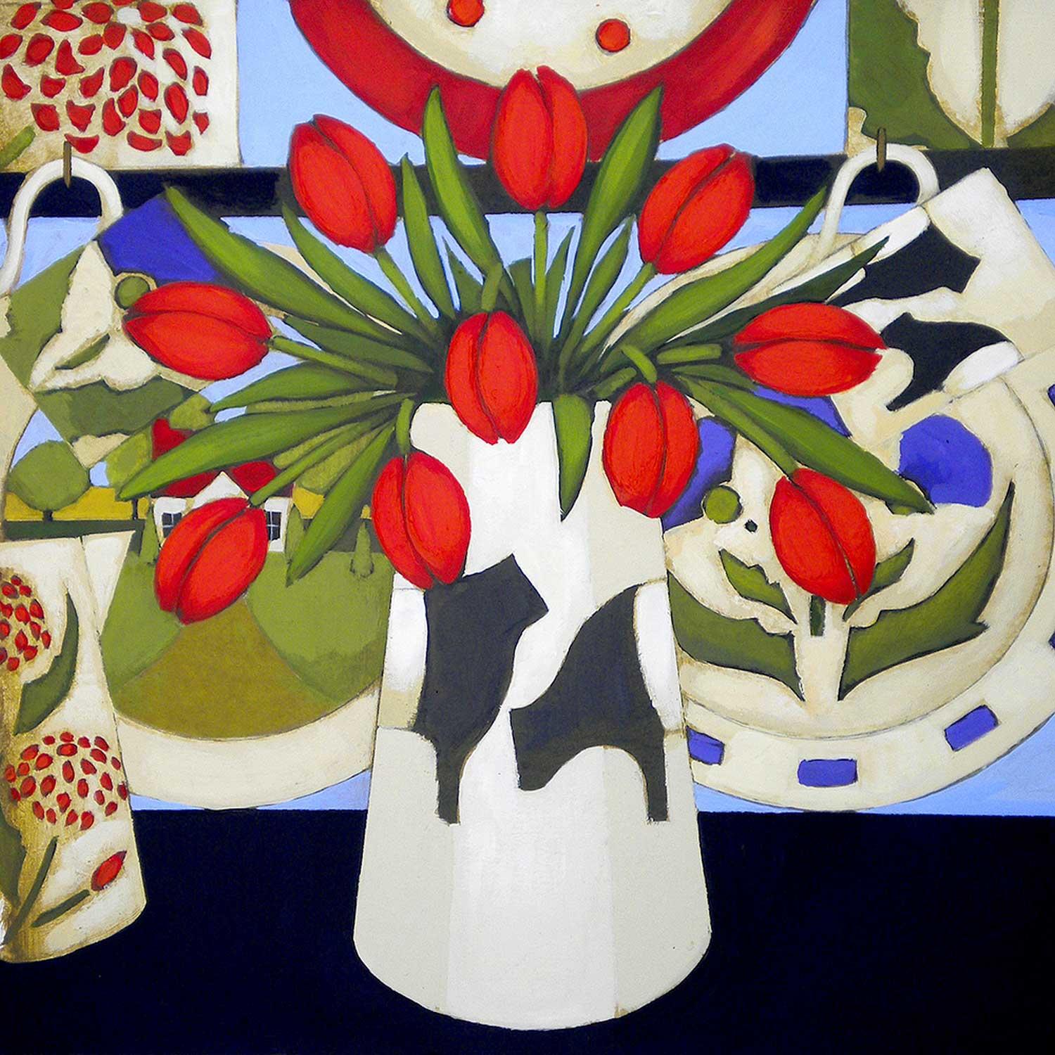 Tulips in a Beltie Vase by Fiona Millar