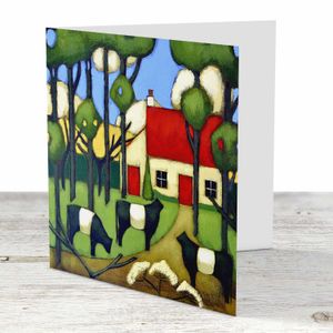 Little House in the Woods Greeting Card from an original painting by artist Fiona Millar
