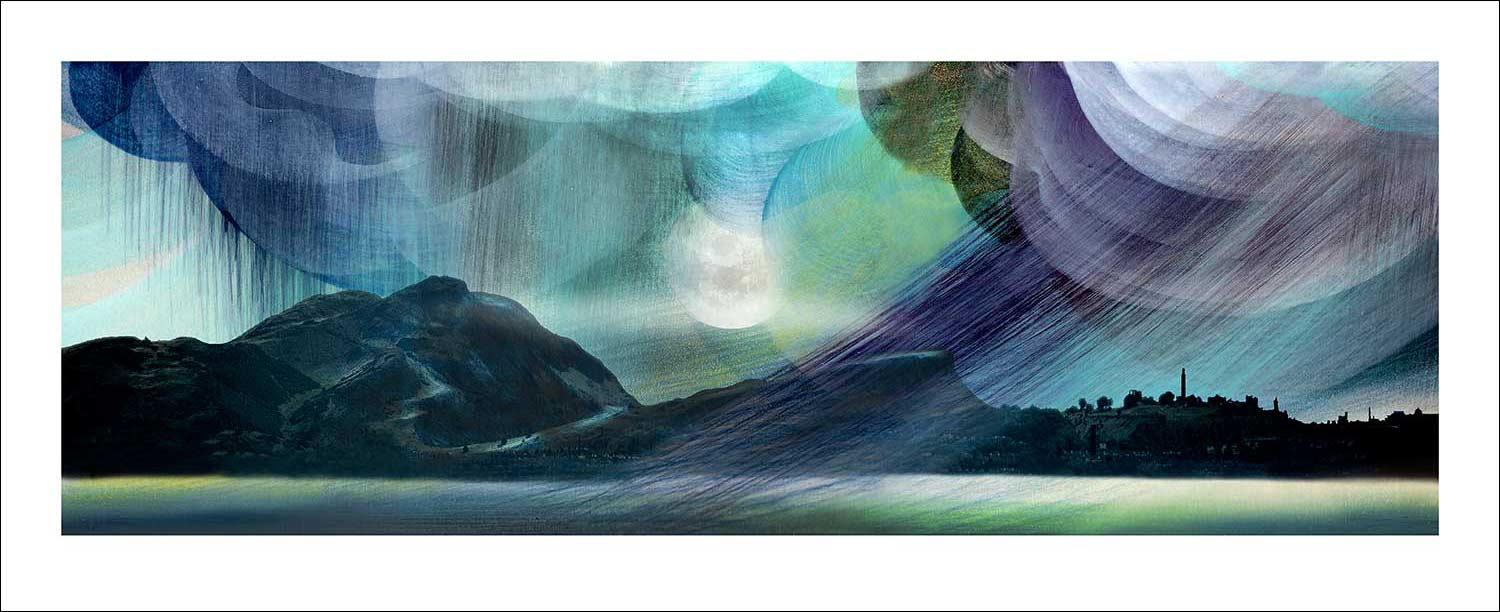 Midnight Storm over Edinburgh Art Print from an original painting by artist Esther Cohen