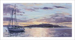 Loch Crinan, Sunset Art Print from an original painting by artist Robert Kelsey