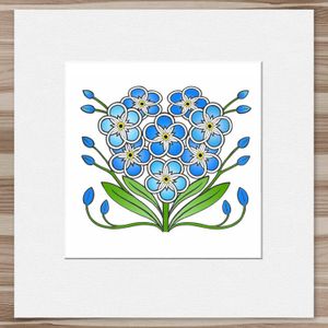 Forget-me-Notes Mounted Card from an original painting by artist Marjory Tait