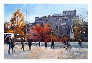 Princes Street to the Castle, Edinburgh Print from an original painting by artist Peter Foyle