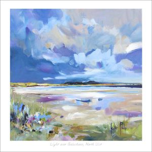 Light over Baleshare, North Uist Art Print from an original painting by artist Kate Philp