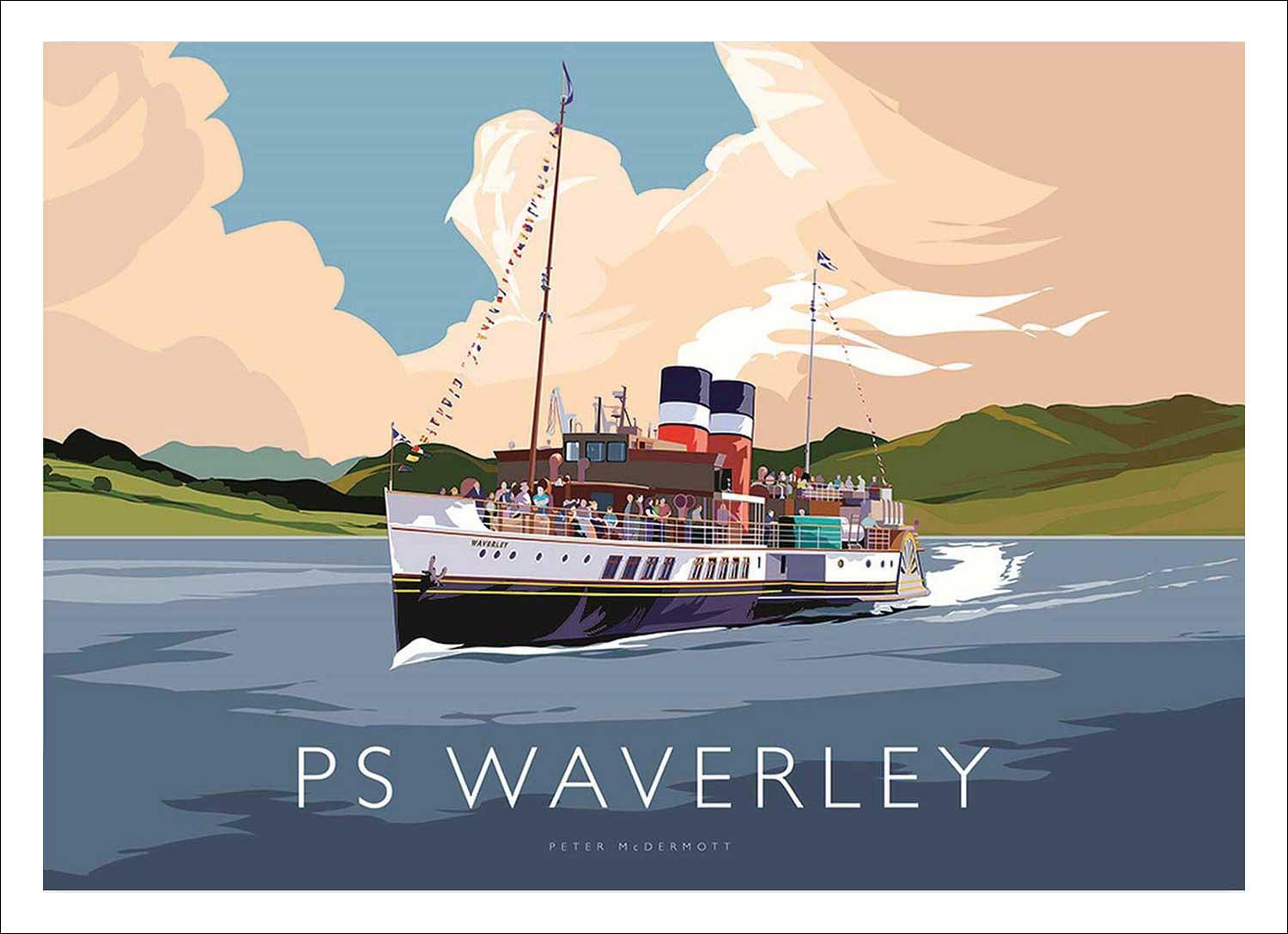 PS Waverley Art Print from an original illustration by artist Peter McDermott