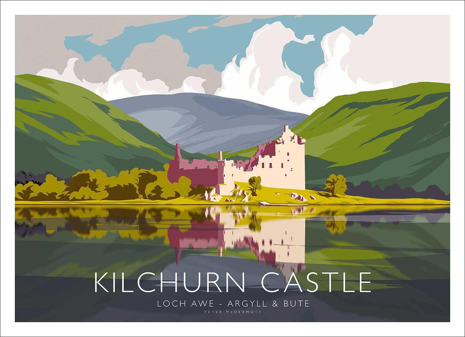 Kilchurn Castle Art Print from an original illustration by artist Peter McDermott