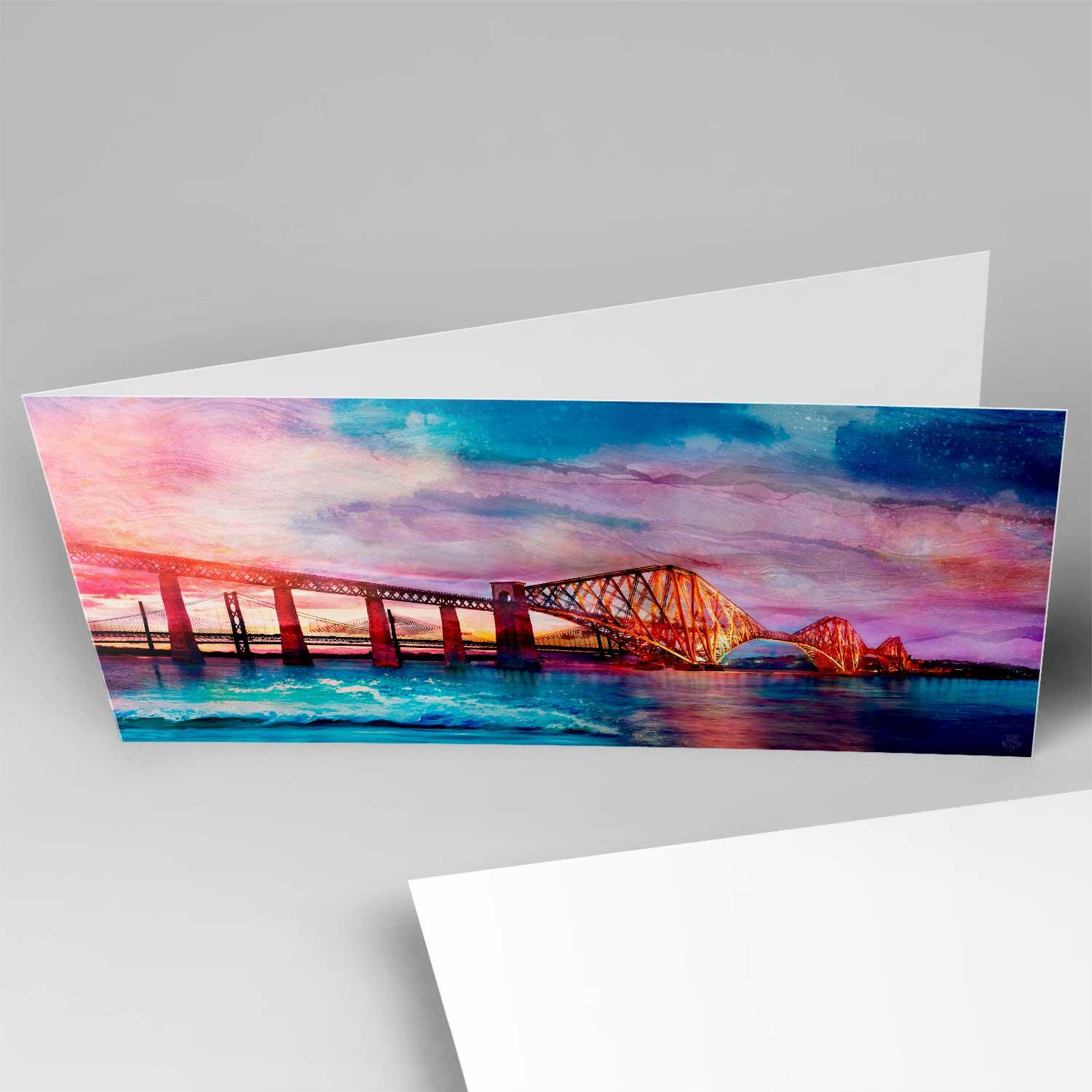 Forth Bridges Greeting Card from an original painting by artist Lee Scammacca