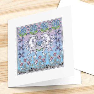 Celtic Unicorns Greeting Card from an original painting by artist Marjory Tait