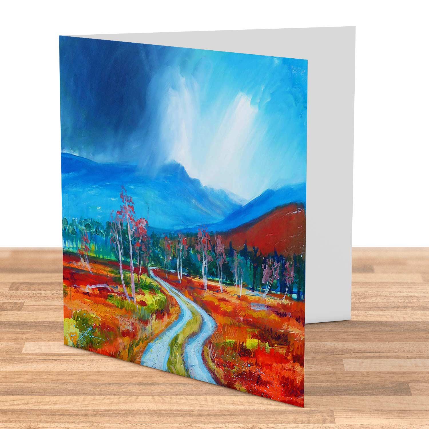 Drove Road to the Lairig Ghru Greeting Card from an original painting by artist Ann Vastano