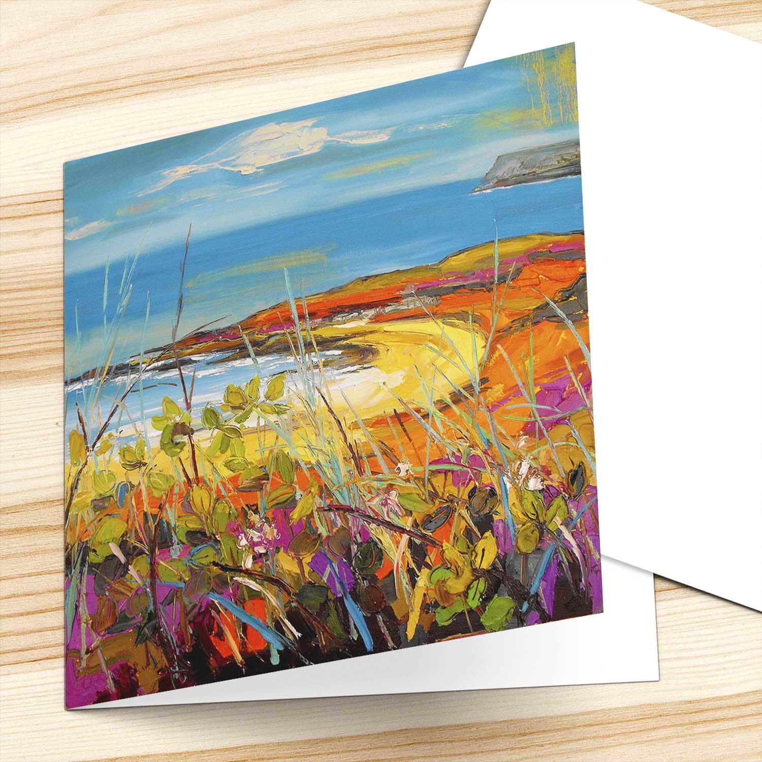 Brambles and Grasses, White Park Bay Greeting Card from an original painting by artist Judith I Bridgland