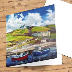 Ballintoy Harbour Greeting Card from an original painting by artist Judith I Bridgland