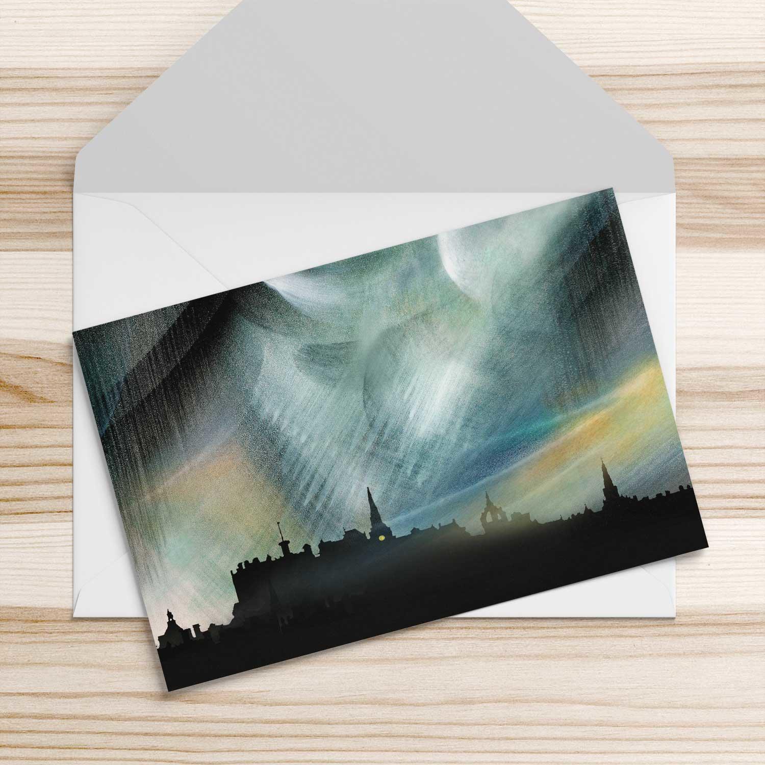 Stormy Skyline Greeting Card from an original painting by artist Esther Cohen