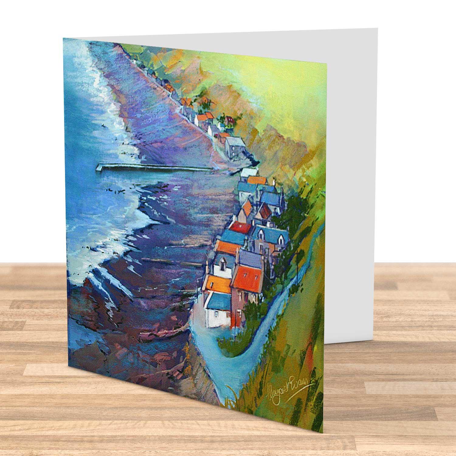 Over Crovie Greeting Card from an original painting by artist Margaret Evans