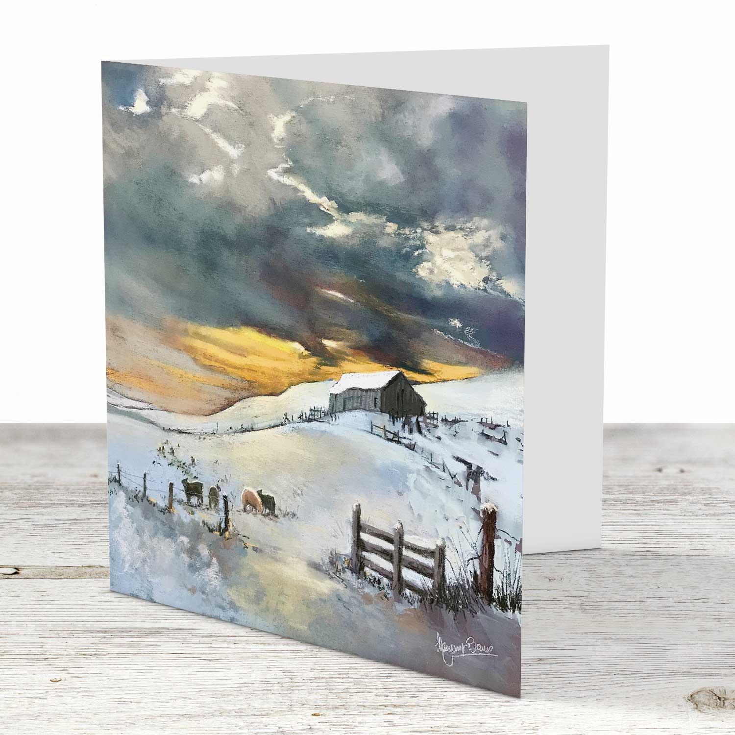 Winters Warmth Greeting Card from an original painting by artist Margaret Evans