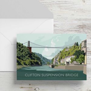 Clifton Suspension Bridge (Green) Greeting Card from an original painting by artist Peter McDermott