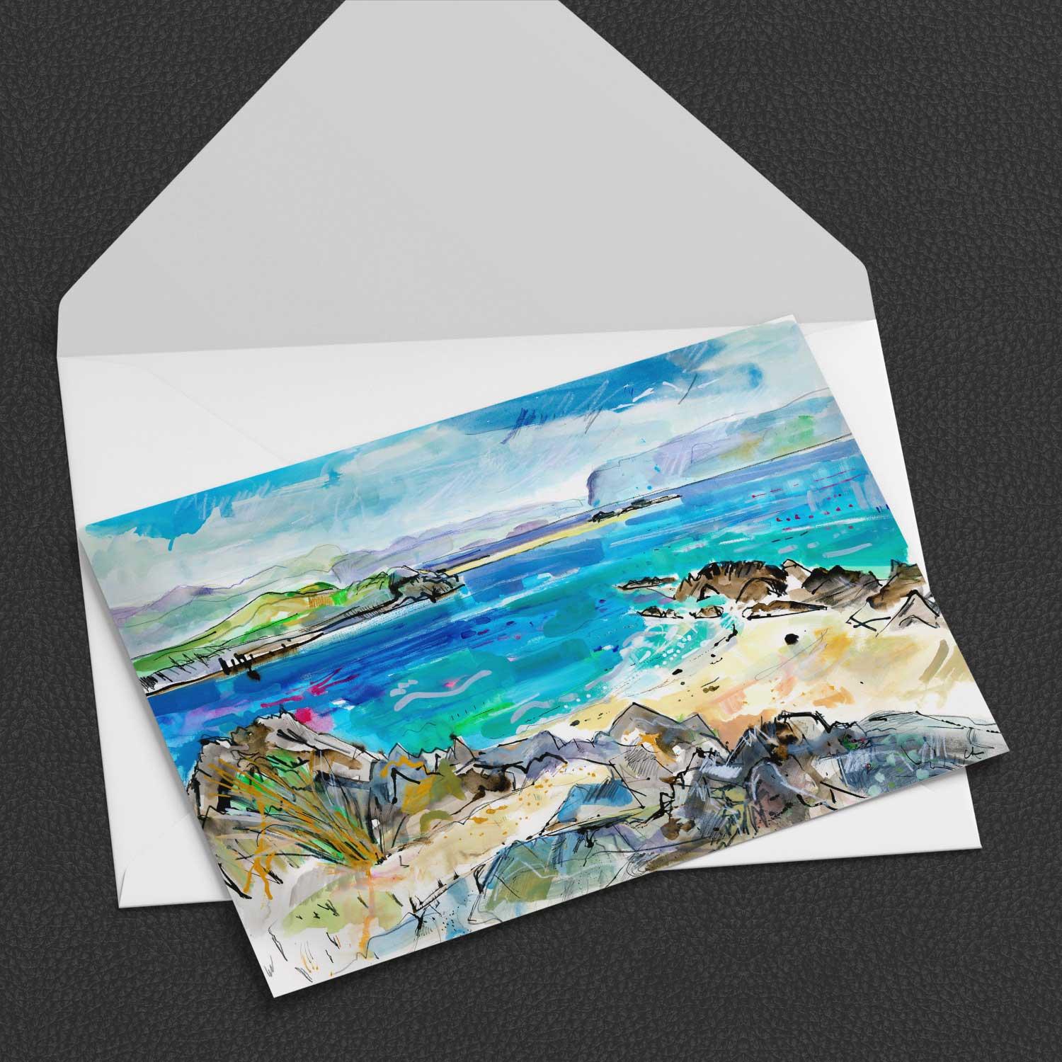 Green Sea, Iona Greeting Card from an original painting by artist Clare Arbuthnott