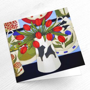 Tulips in a Beltie Vase Greeting Card from an original painting by artist Fiona Millar
