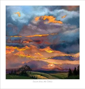 Sunset from the Ochils Art Print from an original painting by artist Margaret Evans