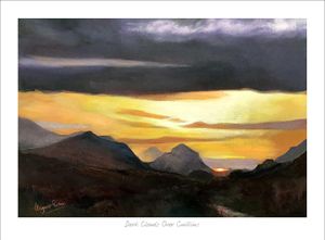 Dark Clouds over Cuillins Art Print from an original painting by artist Margaret Evans