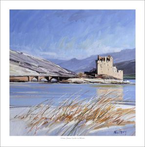 Eilean Donan Castle in Winter Art Print from an original painting by artist Robert Kelsey