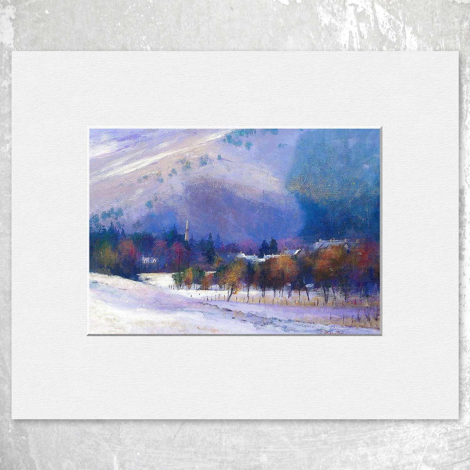 Winter Sunlight, Braemar Mounted Card from an original painting by artist Colin Robertson