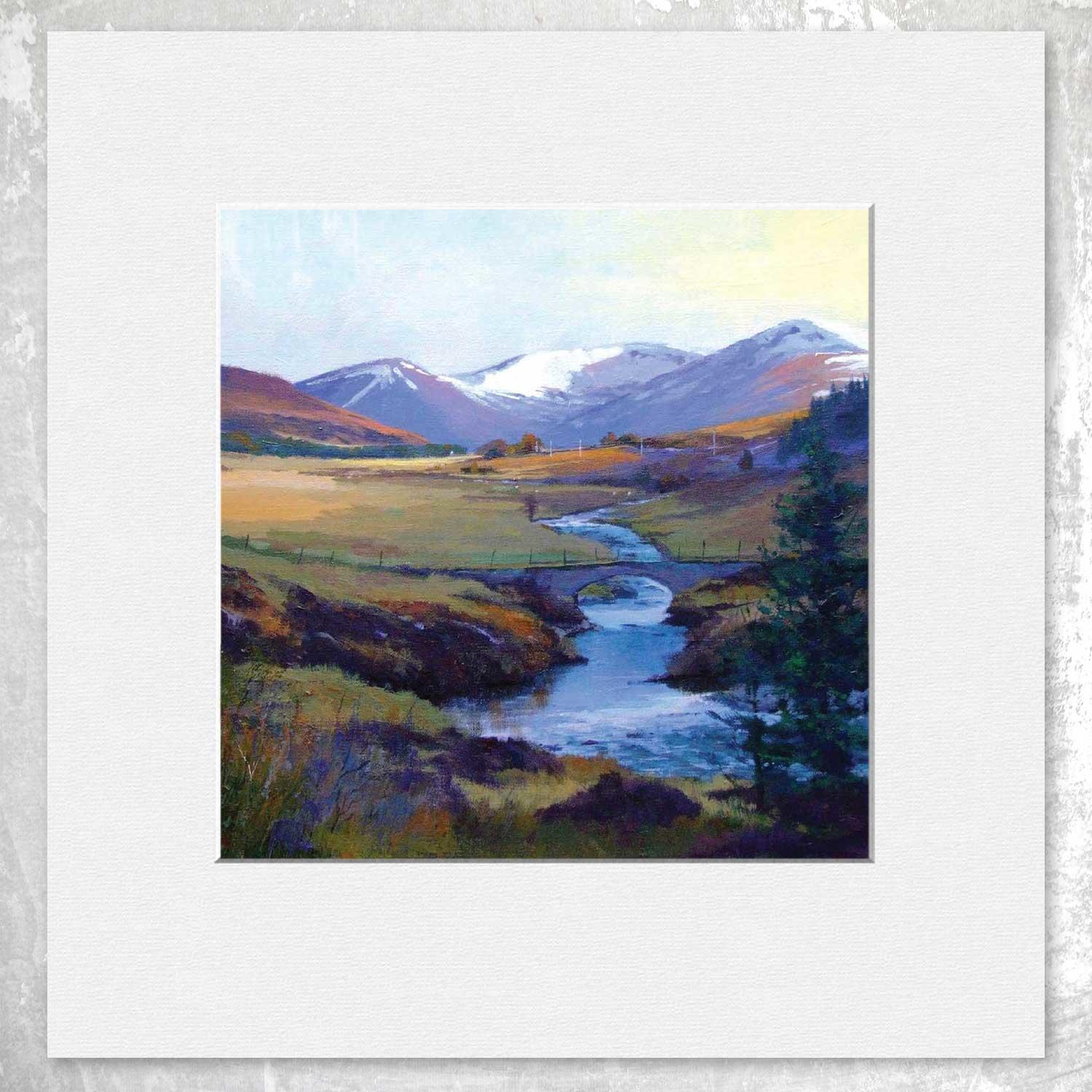 Afternoon Sunlight, Dalwhinnie Mounted Card from an original painting by artist Colin Robertson