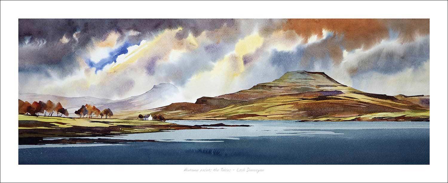 Autumn paints the tables, Loch Dunvegan Art Print from an original painting by artist Peter McDermott