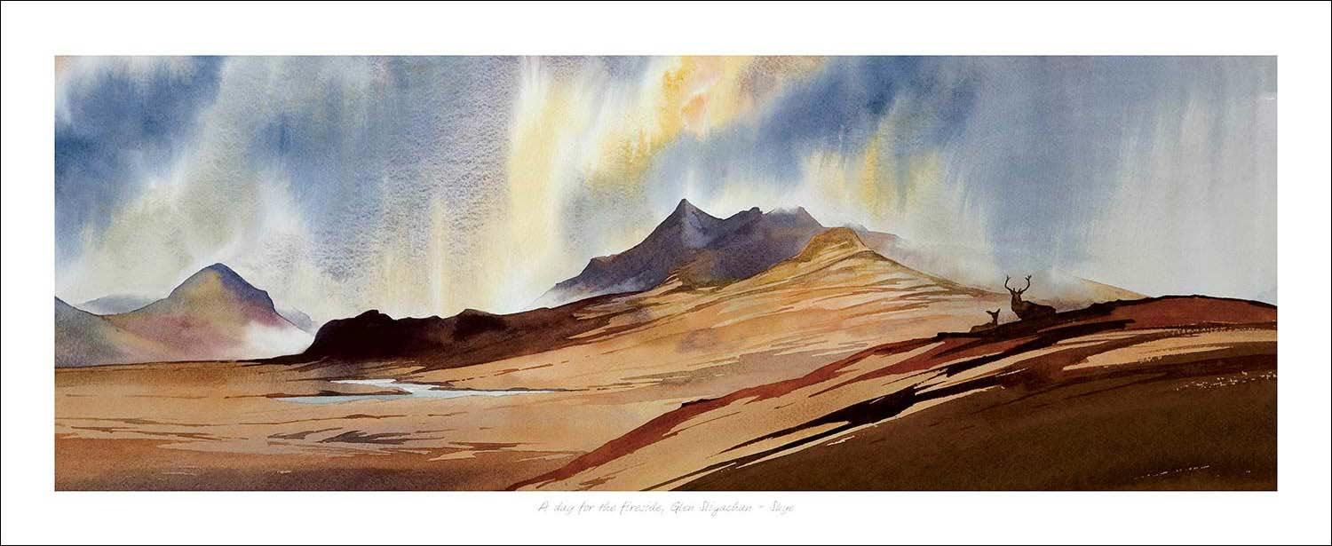 A day for the fireside, Glen Sligachan, Skye Art Print from an original painting by artist Peter McDermott
