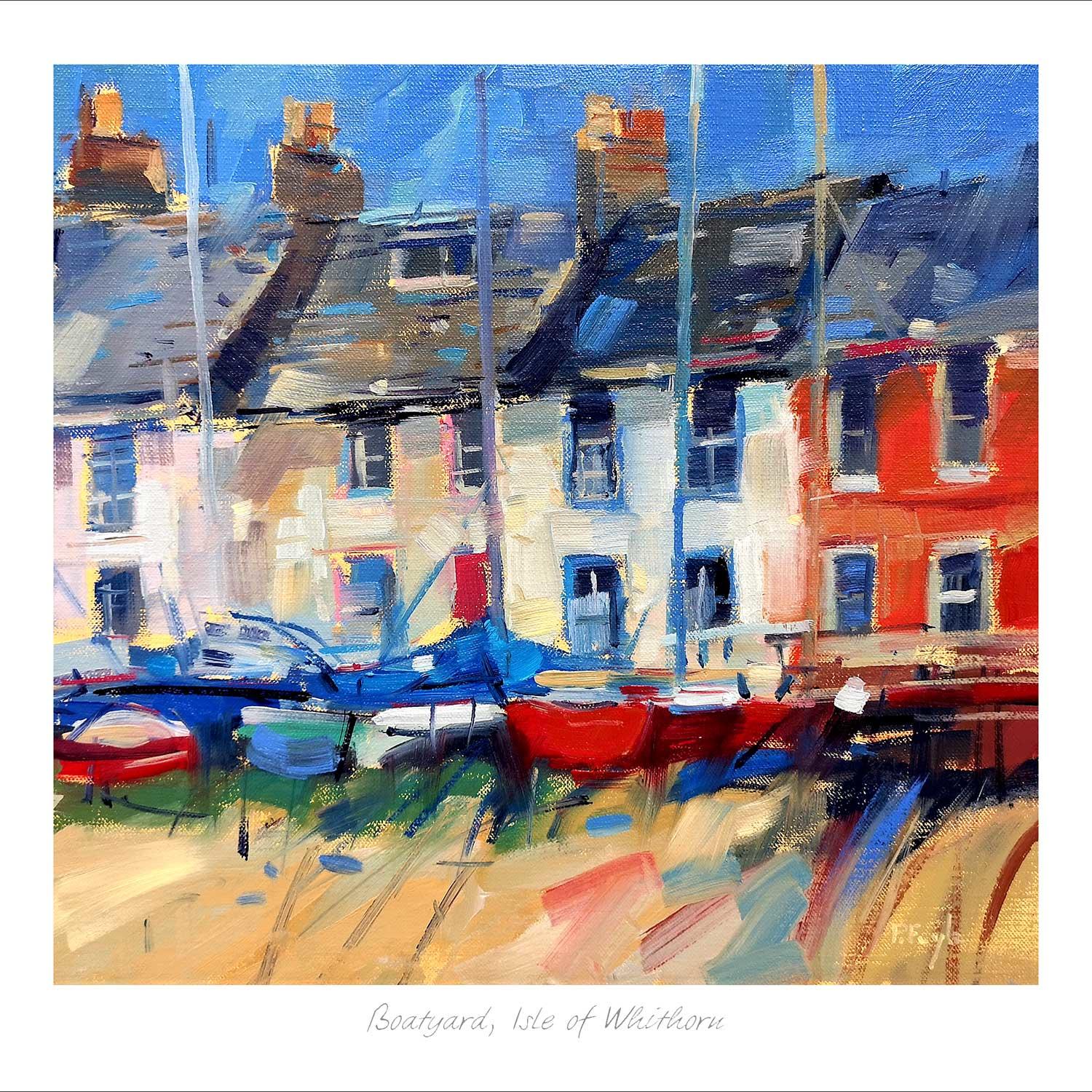 Boatyard, Isle of Whithorn Art Print from an original painted by artist Peter Foyle