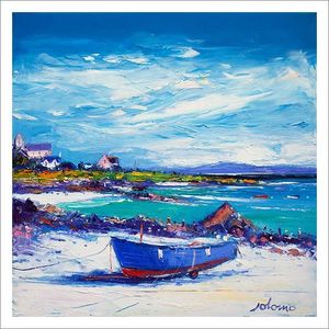 Down in the Rocks Waiting for the Ferry, Iona Art Print from an original painting by artist John Lowrie Morrison (Jolomo)