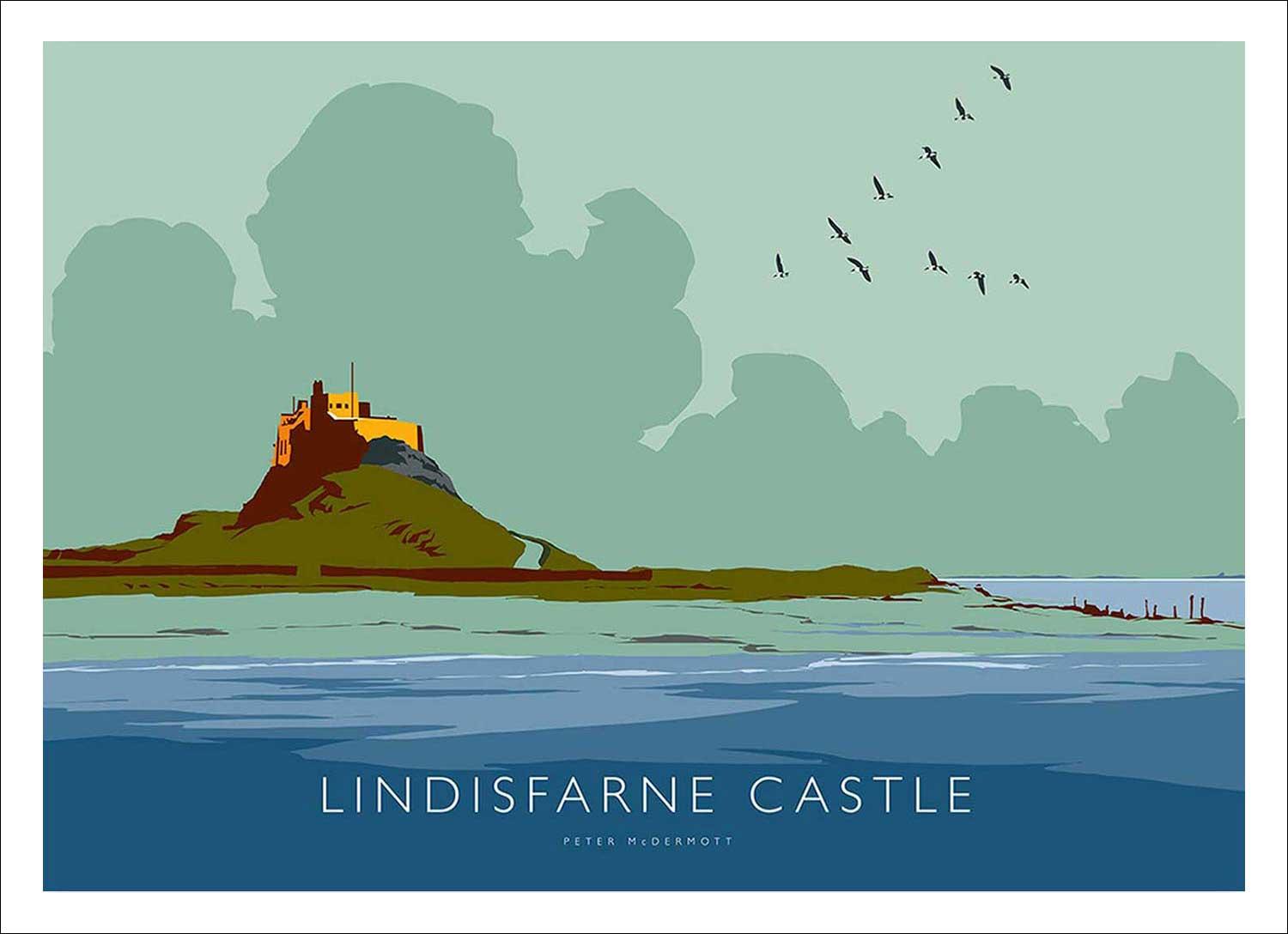 Lindisfarne Castle Art Print from an original illustration by artist Peter McDermott