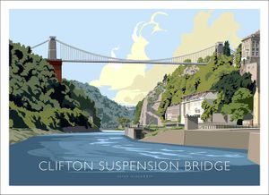 Clifton Suspension Bridge (Blue) Art Print from an original illustration by artist Peter McDermott