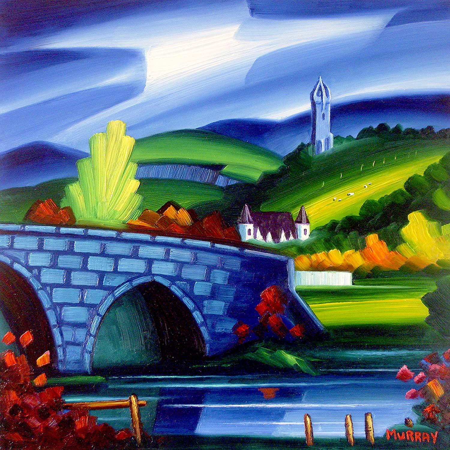 Stirling Bridge and Wallace Monument by artist Raymond Murray