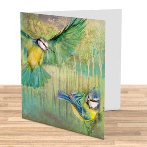 Blue Tits Greeting Card from an original painting by artist Lee Scammacca
