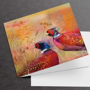 Pheasants Greeting Card from an original painting by artist Lee Scammacca