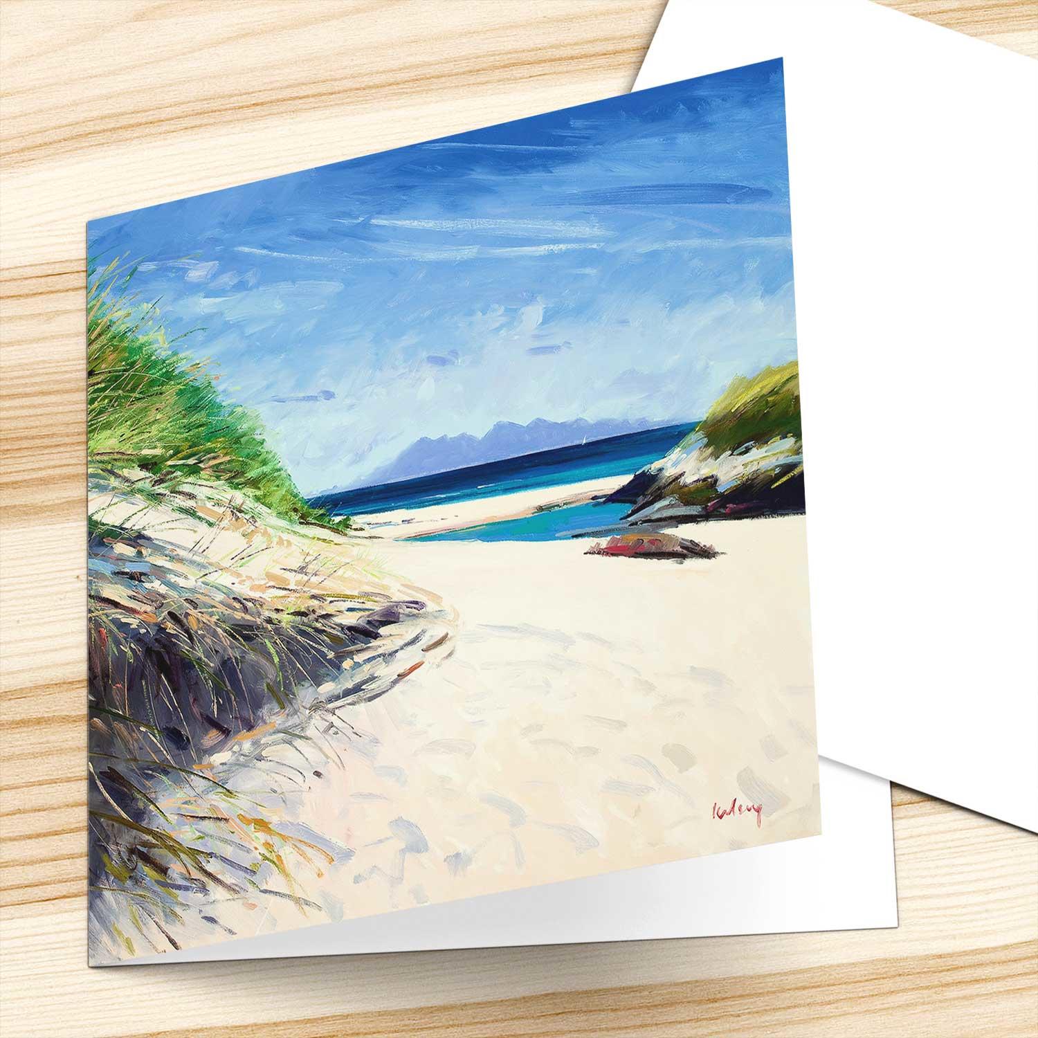 Rhum from Camusdarach Greeting Card from an original painting by artist Robert Kelsey