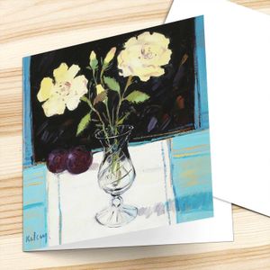 Still Life with Yellow Roses Greeting Card from an original painting by artist Robert Kelsey