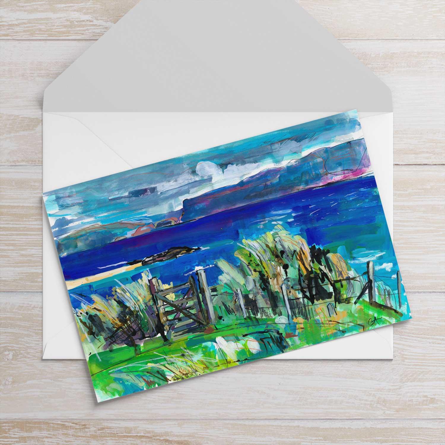 Hebrides Gate Greeting Card from an original painting by artist Clare Arbuthnott