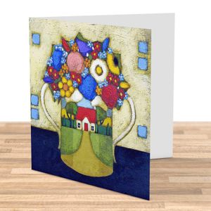 Little House Vase Greeting Card from an original painting by artist Fiona Millar