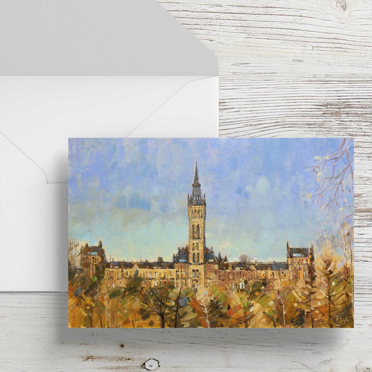 Glasgow University Greeting Card from an original painting by artist Peter Foyle