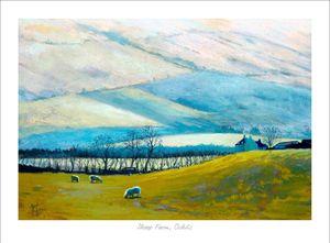 Sheep Farm, Ochils Art Print from an original painting by artist Margaret Evans
