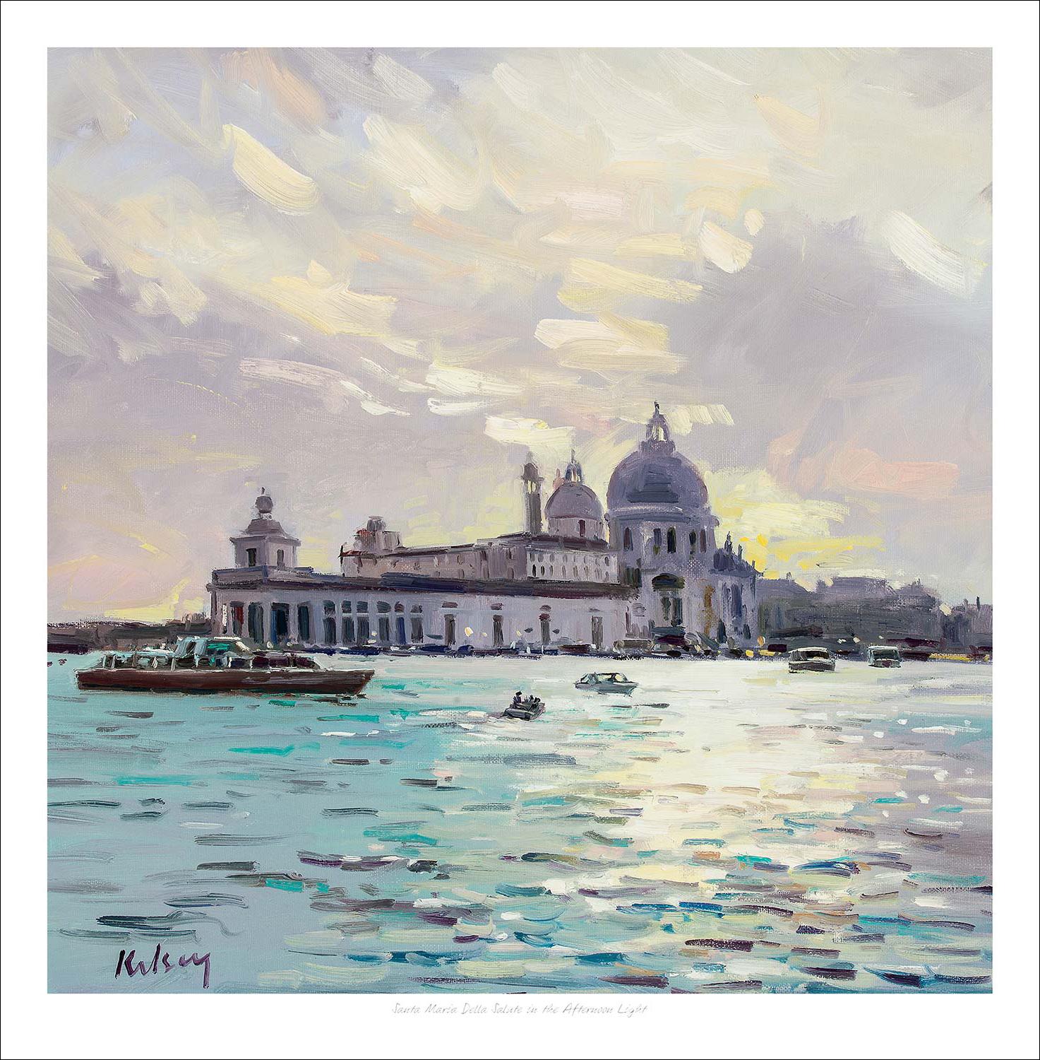 Santa Maria Della Saluté in the Afternoon Light Art Print from an original painting by artist Robert Kelsey