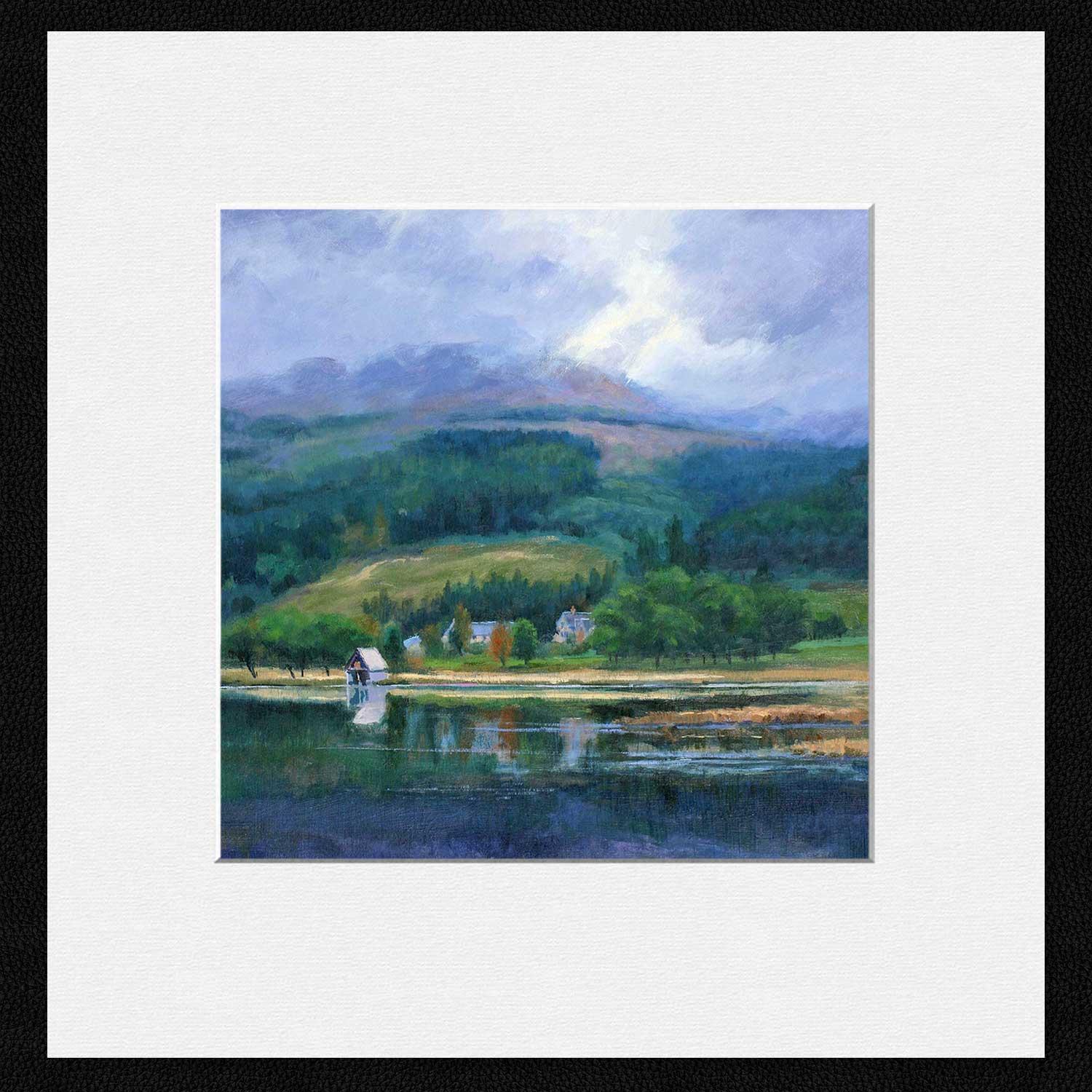 The Boat House, Loch Lubnaig Mounted Card from an original painting by artist Colin Robertson