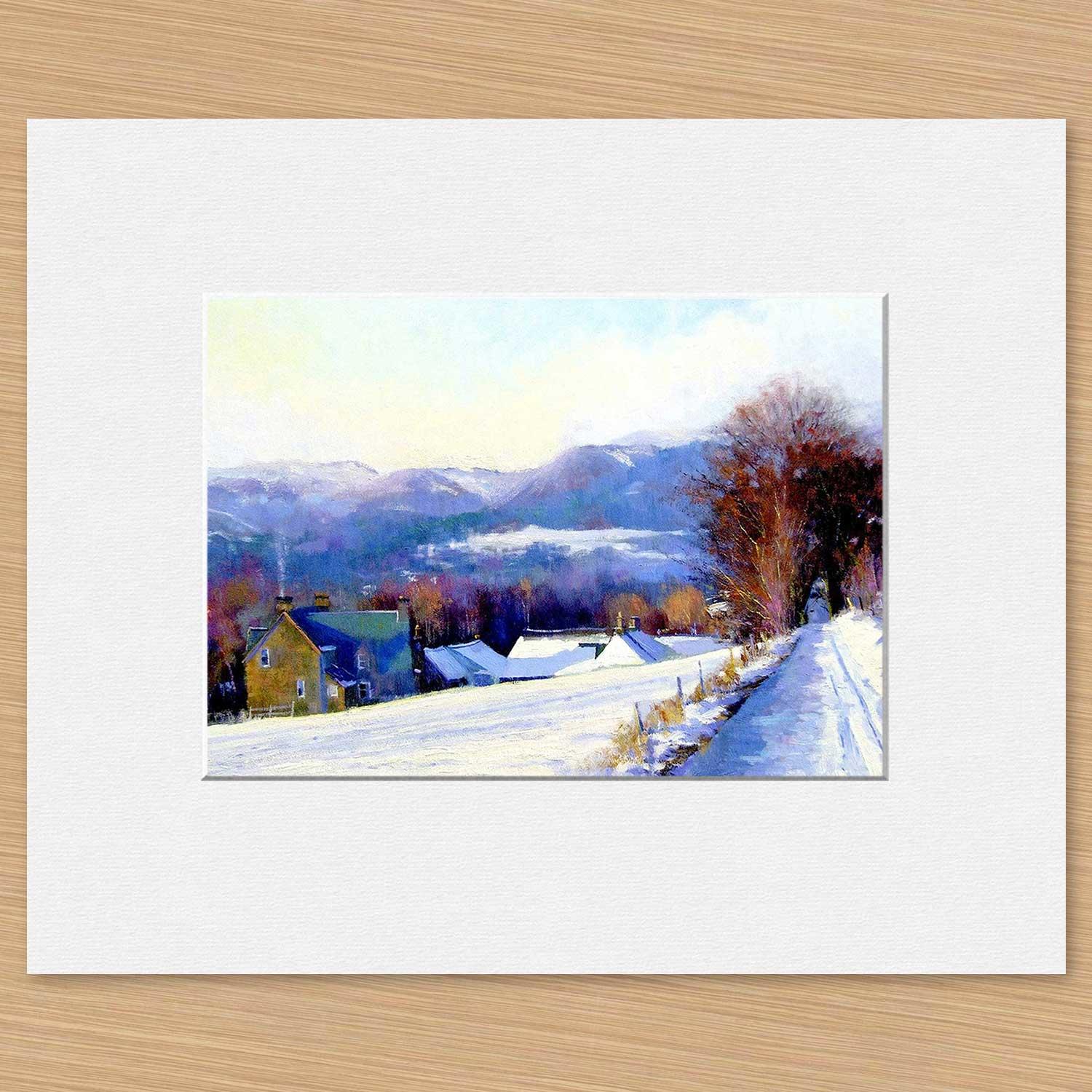 Winter Sun, Pitlochry Mounted Card from an original painting by artist Colin Robertson